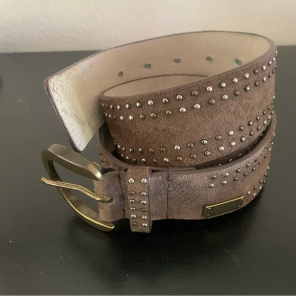 Steve Madden Wide Black Studded Leather Belt - Women's Size 33 - Picture 1 of 10